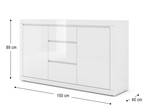 Kommode BELLO BIANCO 150x40x89 Weiß - Holzwerkstoff - Kunststoff - 150 x 89 x 40 cm