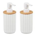 2x Distributeurs savon blanc et bambou Lot de 2