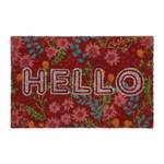 Fußmatte Kokos Hello mit Blumen Pink - Rot - Weiß - Naturfaser - Kunststoff - 60 x 2 x 40 cm