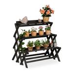 Étagère pour fleurs noir en bois Noir - Bois manufacturé - 90 x 86 x 55 cm