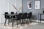 Essgruppe Sleek (7-teilig) Schwarz - Massivholz - 95 x 75 x 195 cm