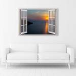 Wandbild Fensterblick Sonnenuntergang 90 x 60 cm