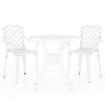 Bistro-Set-k176 ( 3-tlg ) Weiß - Massivholz - Höhe: 1 cm