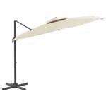 Parasol cantilever double toit 3044868 Blanc - Métal - Textile - 300 x 268 x 400 cm