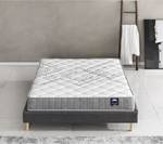 Bett+Taschenfederkernmatratze 180x200cm Grau - Naturfaser - 180 x 48 x 200 cm