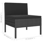 Garten-Sofagarnitur (6-teilig) 3094321 Schwarz - Metall - Polyrattan - 60 x 35 x 60 cm