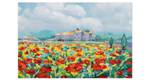 Tableau peint à la main Poppy Time Bois massif - Textile - 93 x 63 x 3 cm
