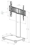 TV Standfuß  Rack Alu Glas Rollen Bilano Schwarz - Glas - Metall - 60 x 100 x 44 cm