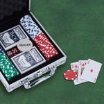 Pokerkoffer mit 100 Chips Silber - Metall - Kunststoff - Textil - 21 x 23 x 7 cm