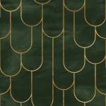 Papier Peint Motif GÉOMÉTRIQUE Art Deco Beige - Vert - Papier - Textile - 53 x 1000 x 1000 cm