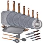 Packung 7 Bratpfannen,Grillplatte,Messer Grau - Naturfaser - 18 x 18 x 28 cm