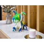 statue chien assis peinture bleu/vert Porcelaine - 27 x 28 x 27 cm