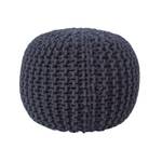 Runder Strickpouf 100% Baumwolle Schwarz