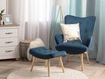 Fauteuil VEJLE Bleu - Bleu foncé - Chêne clair