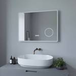 LED Bad Spiegel mit Kosmetikspiegel Silber - Glas - 80 x 60 x 5 cm