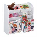 Meuble à jouets thème "petite héroïne" Rose foncé - Mauve - Blanc - Bois manufacturé - Matière plastique - 83 x 81 x 30 cm