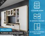 Wohnwand PALLOMA mit LED Eiche Sonoma Dekor - Weiß