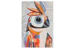 Tableau peint à la main Indigenous Bird Beige - Marron - Bois massif - Textile - 60 x 90 x 4 cm