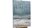 Acrylbild handgemalt Blauer Vorhang Beige - Blau - Massivholz - Textil - Holz teilmassiv - 80 x 120 x 4 cm