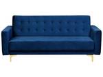 3-Sitzer Sofa ABERDEEN Blau - Gold - Marineblau