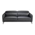 Canapé 3 places en cuir et acier noir Noir - Cuir véritable - Textile - 197 x 94 x 100 cm