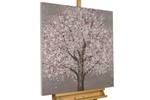 Tableau peint Flowers of the Moon Blanc - Bois massif - Textile - En partie en bois massif - 80 x 80 x 4 cm