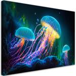 Canvas Bilder Neon-Qualle unter Wasser 90 x 60 cm