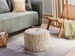 Pouf SONATI Beige - Noir - Fibres naturelles - 50 x 30 x 50 cm