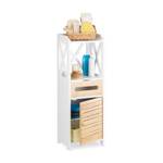Petite armoire étagère 5 niveaux Marron - Blanc - Bambou - Bois manufacturé - 32 x 89 x 25 cm