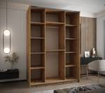 Armoire Lux 4 Noir - Imitation chêne - Argenté - Largeur : 170 cm