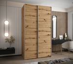 Armoire Lux 1 Imitation chêne - Argenté - Largeur : 130 cm