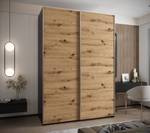 Armoire Lux 1 Noir - Imitation chêne - Argenté - Largeur : 180 cm