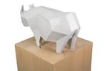 Sculpture moderne Rhino Pride Blanc - Pierre artificielle - Matière plastique - 14 x 20 x 40 cm