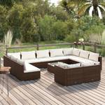 Garten-Lounge-Set (12-teilig) 3013634-14 Braun - Weiß - Metall - Polyrattan - 60 x 30 x 60 cm