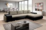 Ecksofa ARZO Beige - Schwarz - Holzwerkstoff