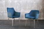 Stuhl CALI Velvet Blau - Textil - 56 x 89 x 61 cm