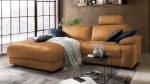 Ecksofa LOLA motorisch. relaxfunktion Braun - Ecke davorstehend links - Massivholz - Textil