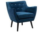 Fauteuil DRAMMEN Bleu - Bleu marine - Chêne foncé