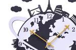 Horloge murale design THE WORLDLY. Noir - Blanc - Bois manufacturé - 41 x 45 x 1 cm