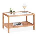 Table d’appoint en verre et en bois Marron - Bois manufacturé - Verre - 60 x 35 x 40 cm
