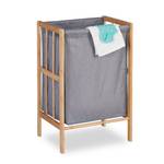 Meuble à linge avec cadre en bambou Marron - Gris - Bambou - Textile - 39 x 60 x 30 cm