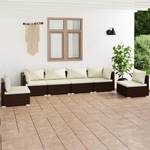 Garten-Lounge-Set (6-teilig) 3013635-11 Braun - Weiß - Metall - Polyrattan - 70 x 60 x 70 cm