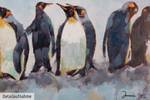 Acrylbild handgemalt Kreis der Pinguine