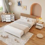 Schlafzimmer-Set LucyWoody Ⅱ (3er Set) Weiß - Holzwerkstoff - Massivholz - Holzart/Dekor - 172 x 82 x 217 cm