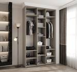 Drehtürenschrank Como 4 Beige - Schwarz - 140 x 50 cm