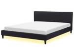 Doppelbett mit LED FITOU Schwarz - Breite: 190 cm