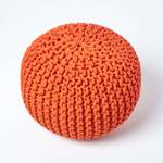 Runder Strickpouf 100% Baumwolle Orange