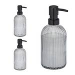 Distributeur de savon en lot de 3 Noir - Verre - Matière plastique - 9 x 19 x 7 cm