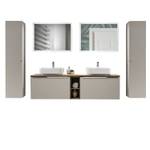 Bad Komplett-Set Taupe m. 2 LED-Spiegeln Braun - Holzwerkstoff - 270 x 200 x 46 cm