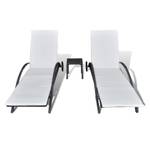 Duo de 2 chaises longue avec table basse Noir - Matière plastique - Polyrotin - 65 x 39 x 200 cm